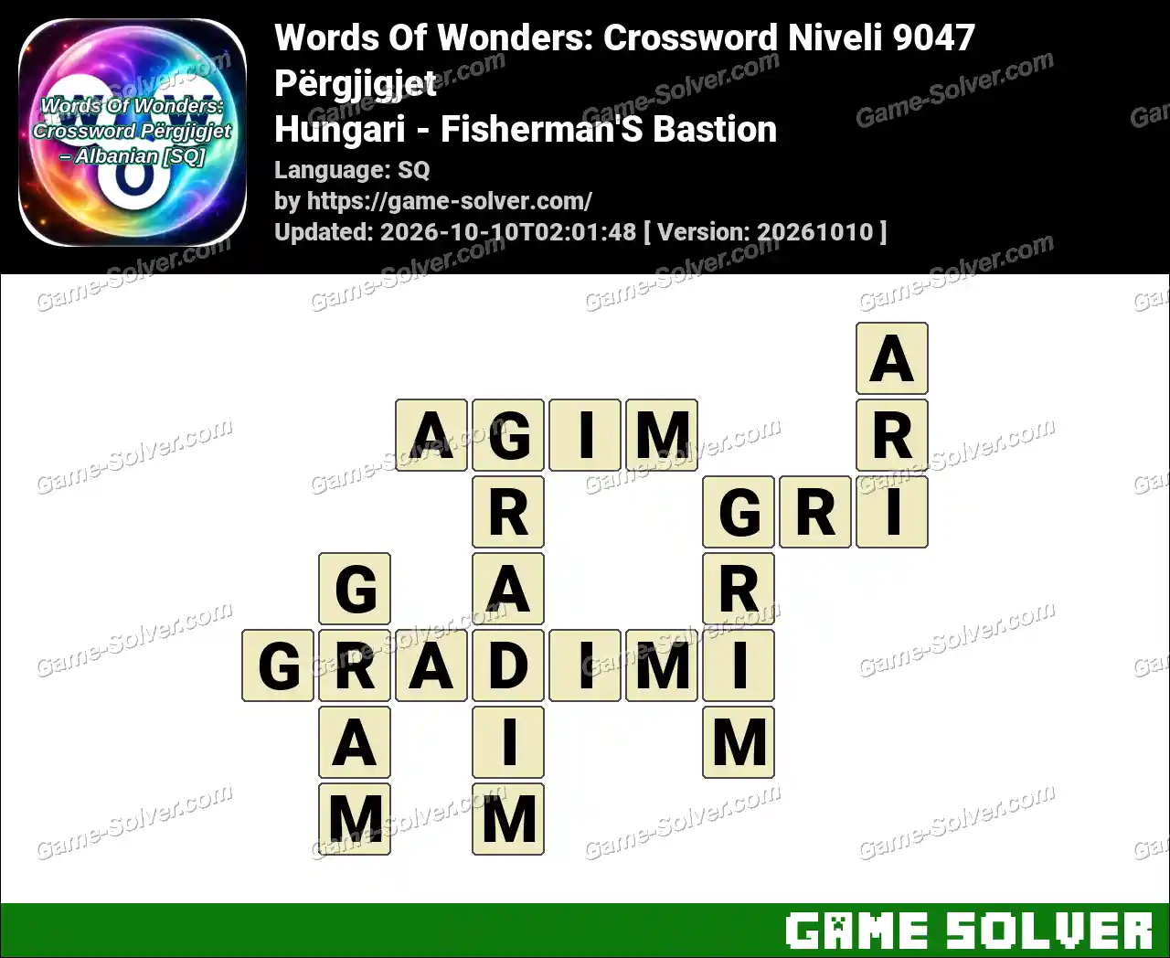 Words Of Wonders: Crossword Niveli 9047 Përgjigjet – Hungari – Fisherman’S Bastion